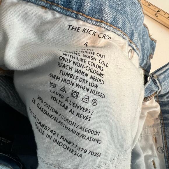 Ann Taylor The Kick Crop High Rise Jeans Size 4 Raw Hem - Picture 6 of 16